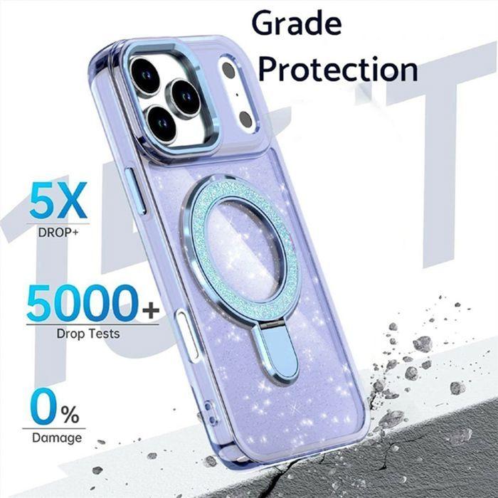 Coque de Protection - BOOLING - pour iPhone 17 Pro Max - Silicone PC Antichoc avec Cercle Magnétique Bleu