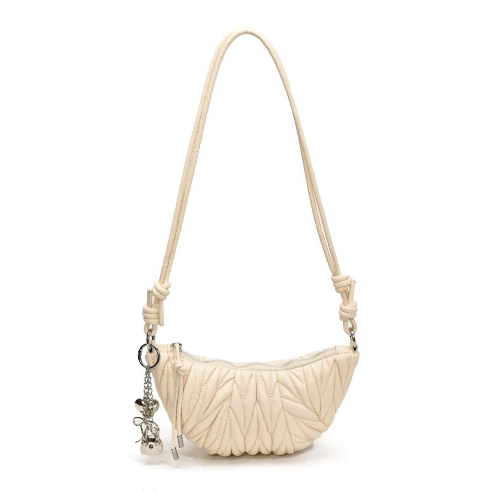 

Crossbody Bag Croissant Shoulder Bag with Pendant Punk Style Handbags PU Dumplings Bag Outdoor белый