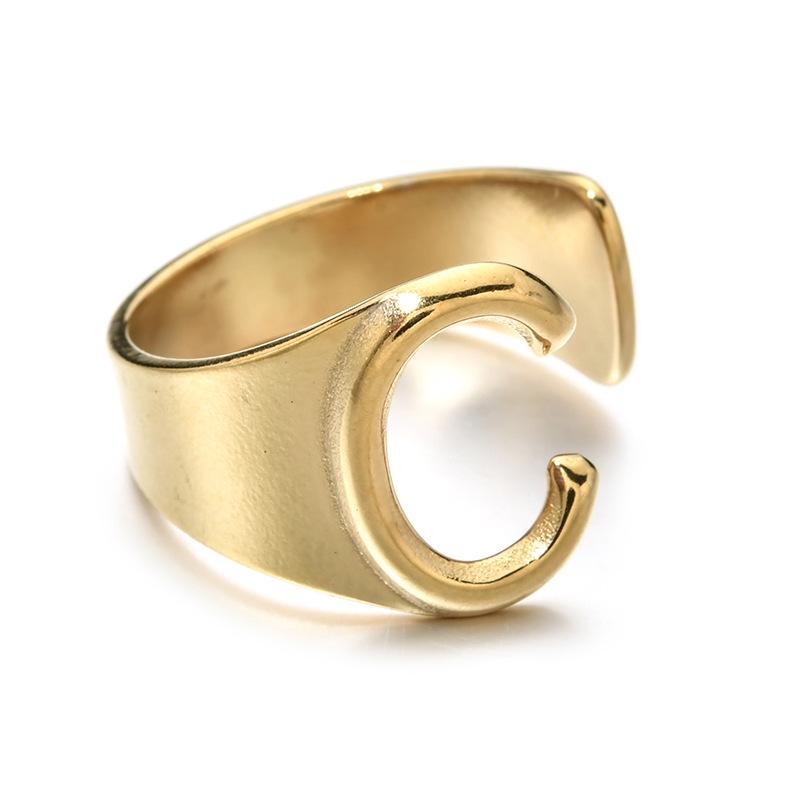 Stainless Steel Retro Letter Ring: European, American, Japanese & Korean Influenced Fashion