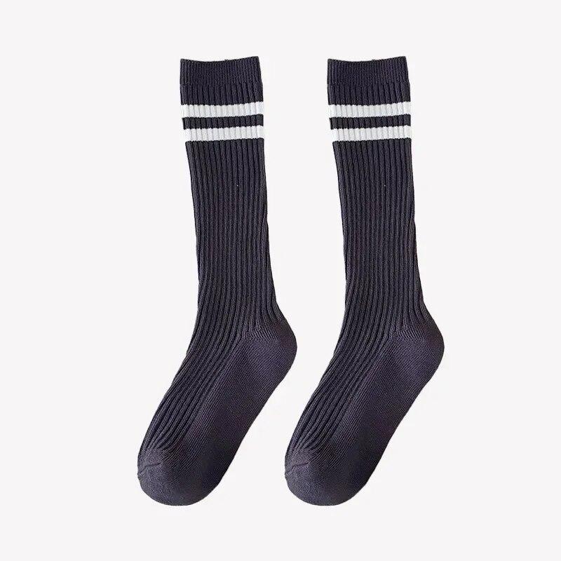 1 Pair Fashion School Sock for Kids Boy Girl Simplicity Solid Color Striped Calf Sock for ChildrenSpring Autumn Soft Cotton Sock