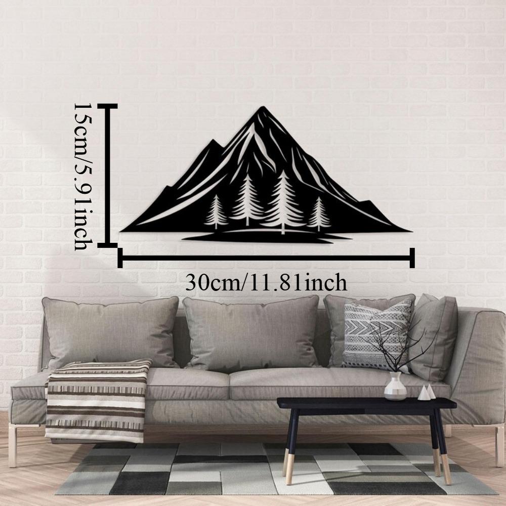 

Laser Cut Metal Wall Art Mountain and Pine Tree Decor for Living Room Modern Black Steel Nature Landscape Artwork 22 Inch 12in