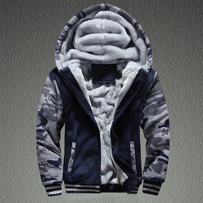 Mens Winter Warm Patchwork Fleece Hood Zipper Sweater Jacket Outwear Coat
