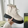 2024 New Women Winter British Style Chelsea Short Boots Ladies Designer Shell Round Toe Ankle Boots PU Leather Platform Booties
