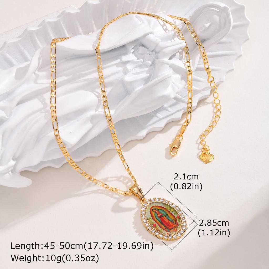 Vnox Dainty Virgin Mary Women Necklace Stainless Steel Chain Geometric Pendant Catholic Blessed Necklaces Religious Lucky Collar