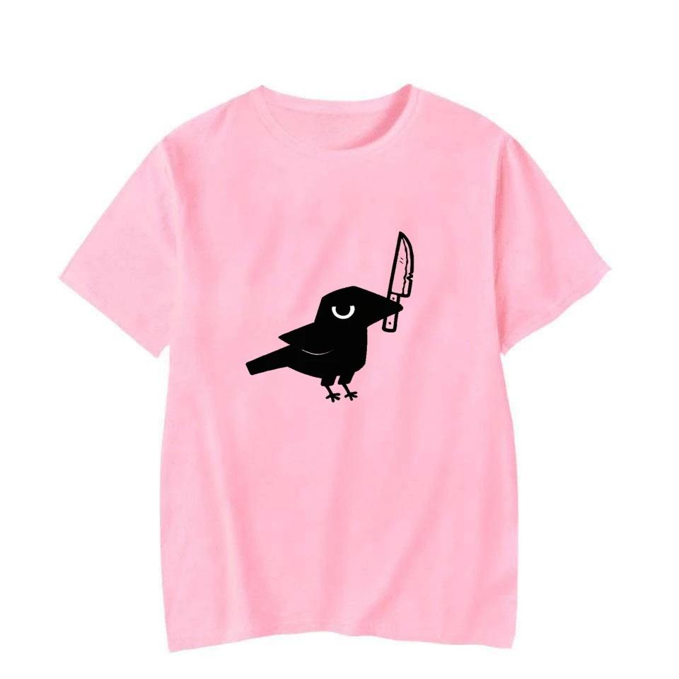 Womens Fun Harajuku Street Style Casual Tshirt Top with Crow Biting Knife PatternWomen Clothing Fashion Summer Streetwear Y2K
