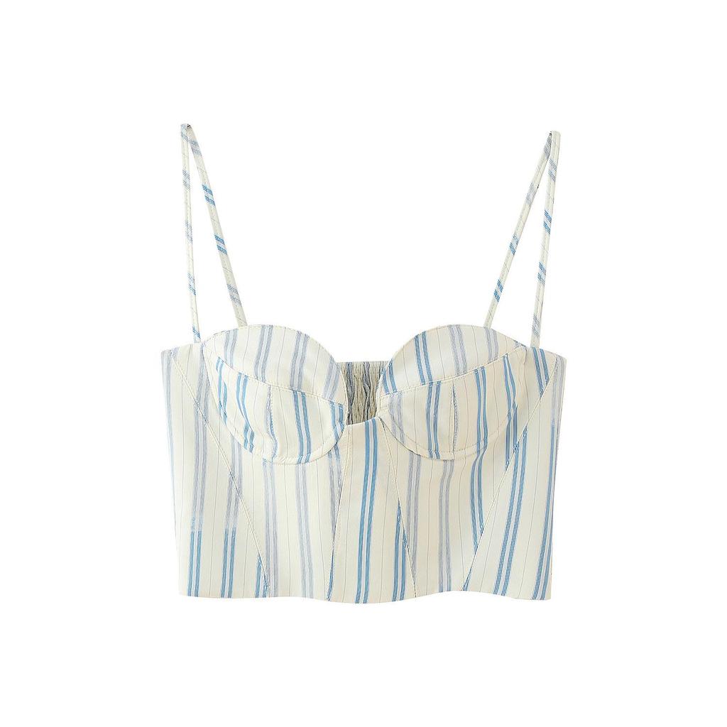 European & American Women's Off-the-Shoulder Striped Bandeau Top + Skirt Set - Sexy, Trendy, Hot Seller