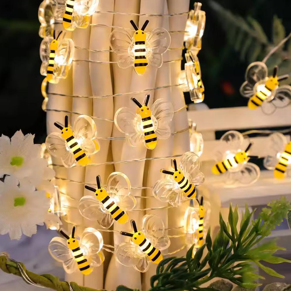 Bee Flower Lights Battery Operated Bee String Lights For Bedroom Plants Patios Party Wedding Xmas Decorative String Lights