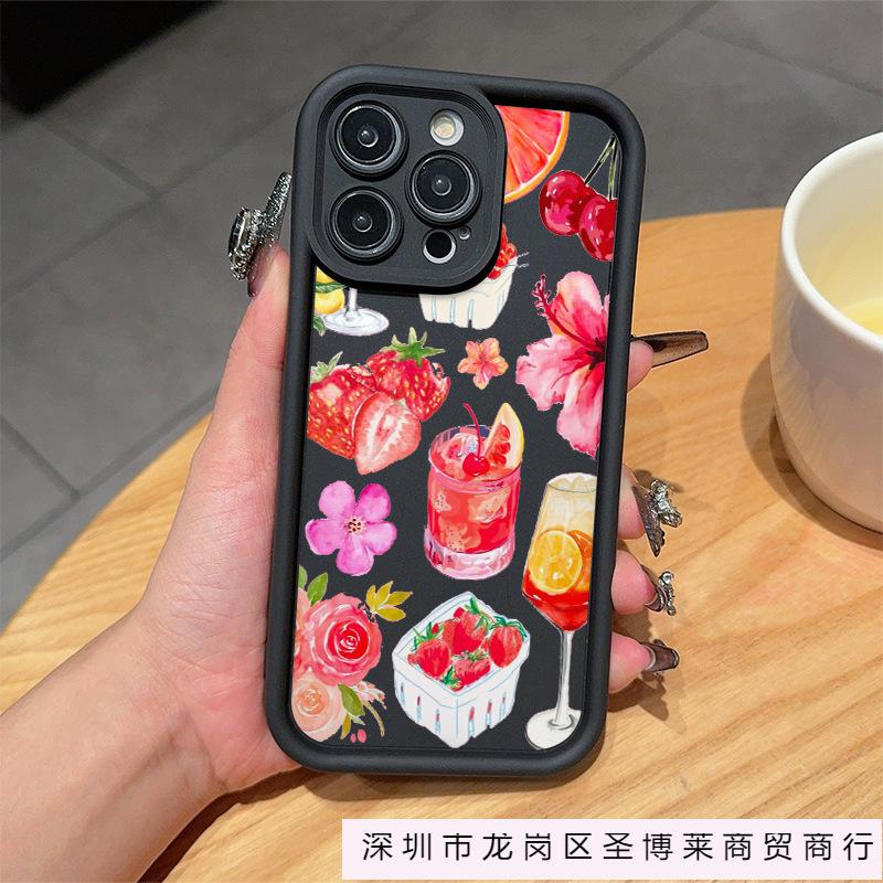 Strawberry Fruit Cocktail Is Suitable for iPhone 16 Cases, iPhone 15 Pro Max Trendy 11/12/13/14 Pro