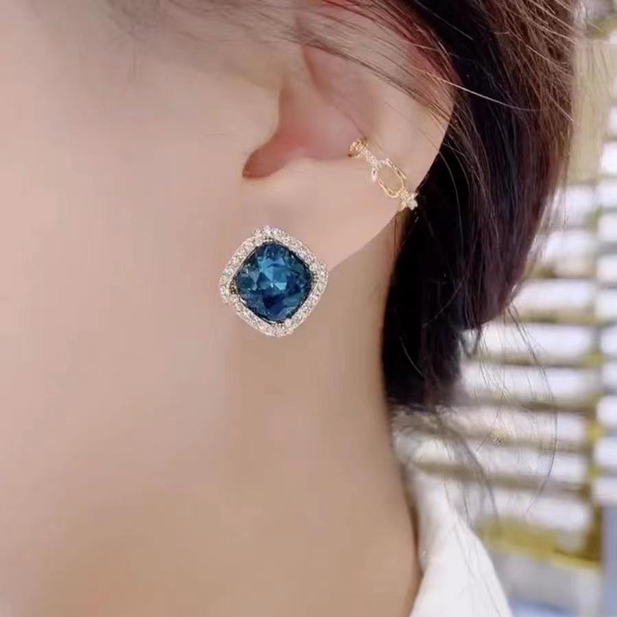Brincos Longos Quadrados de Cristal Coreanos da Moda 2022 para Mulheres