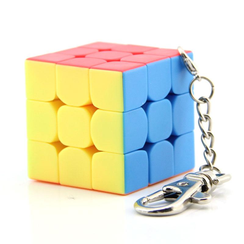 Mini 3*3*3 Keychain Magic Cube Stickerless Speed Cube Puzzle Educational Toy For Children Kids