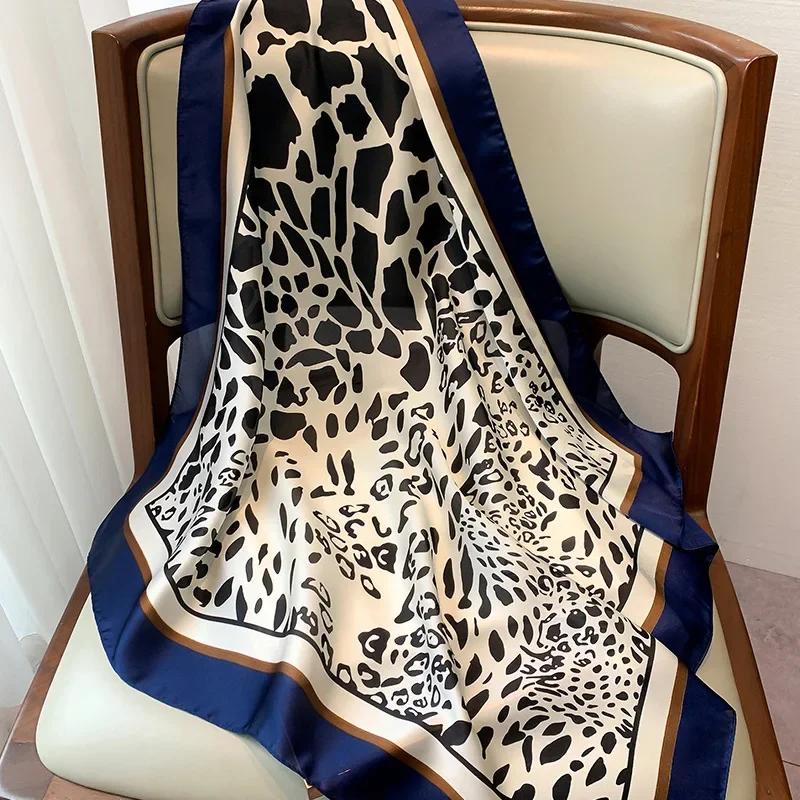 2024 New 70*70cm Silk Satin Hair Scarf Women Handkerchief Printed Female Square Head Bandana Small Neck Muffler Hijab Lady Girl