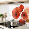 Durable and Stylish Tempered Glass Kitchen Board with a Poppy Pattern 80x52 cm