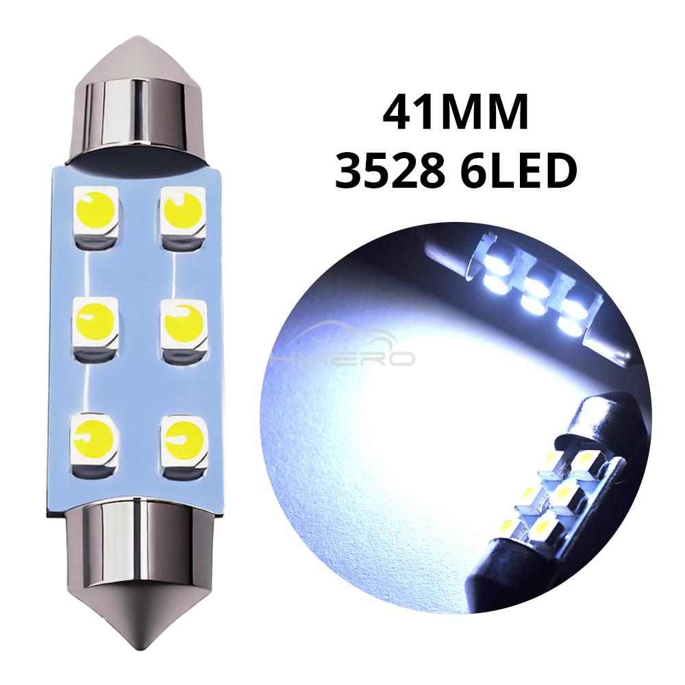 10X Car Led 3528 1210 White 6SMD LED Bulb 6500k Super Bright for Reading Dome Festoon Lamp Trunk License Plate Interior Lighting