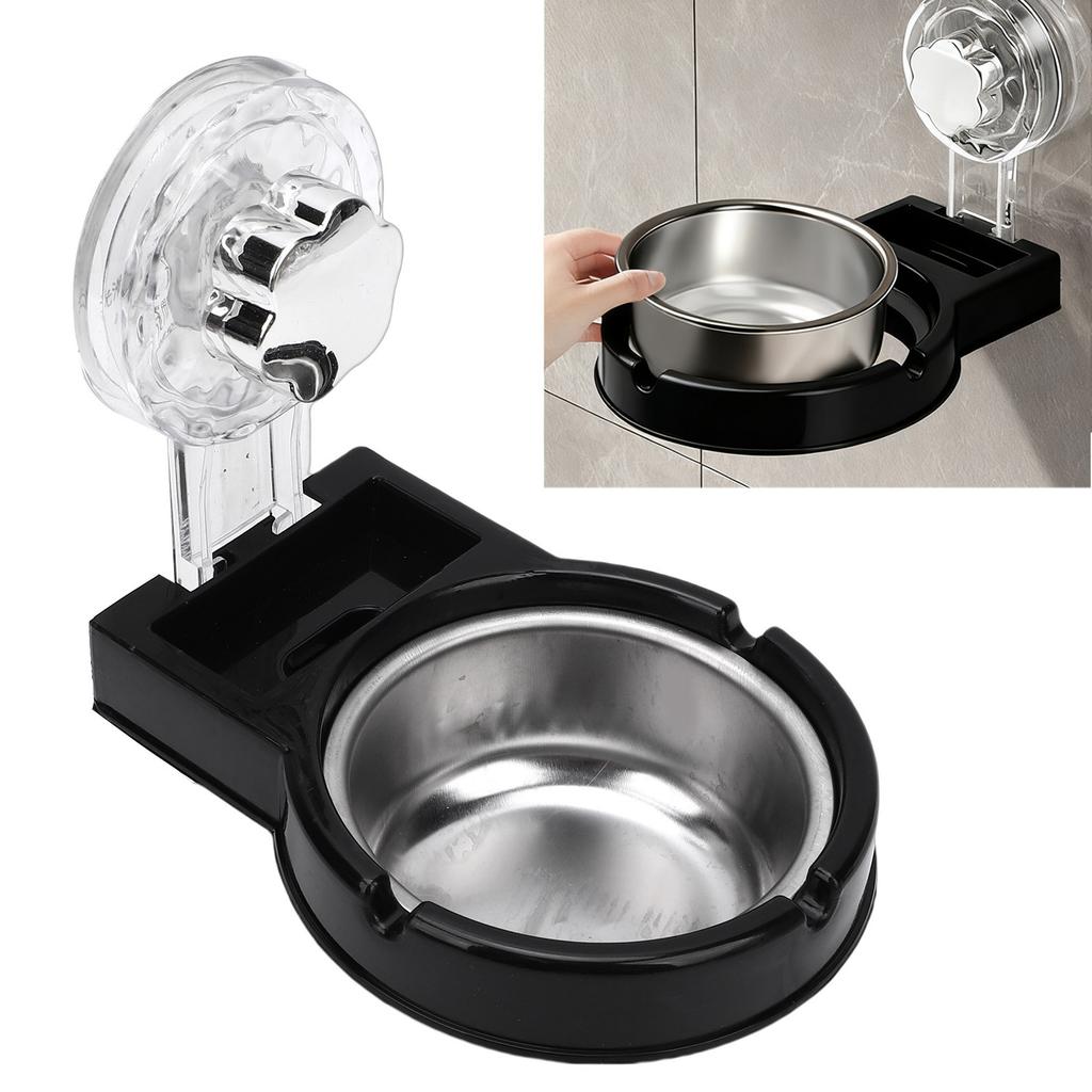 Wall Mounted  tray Space Saving Stainless Steel  tray with Strong Suction Cup for Toilet   Hotel Black