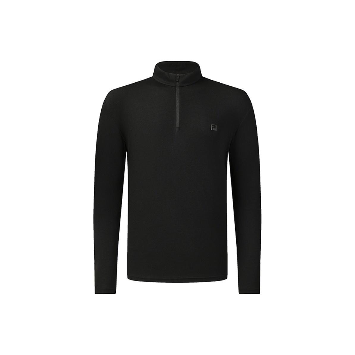 FILA Golf Series Simple Solid Color Fashion Casual Sports High Golf Versatile Comfortable Knitted Long Sleeve T-Shirt Men Tops A11M545223FBK XXL