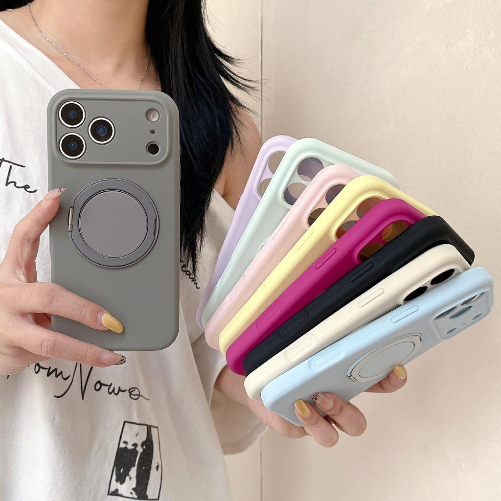 For iPhone 17 Pro Case 360 Rotating Kickstand Precision Cutout Liquid Silicone Phone Cover