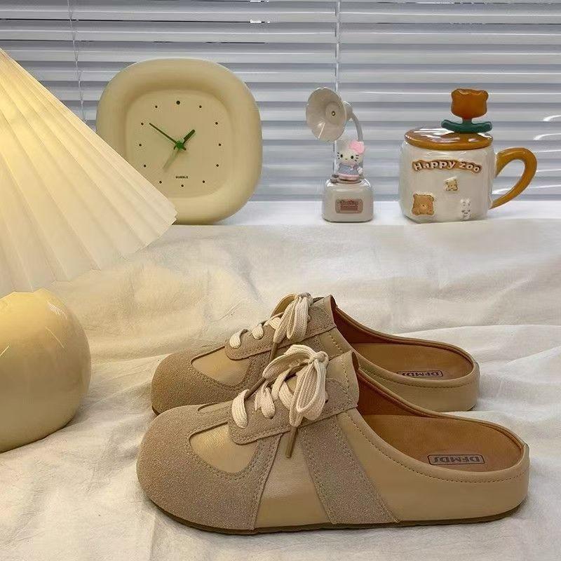 Fashion 2025 Brand Ladies Shoes Front Lace-up Women's Slippers Fashion Outdoor Closed Toe Casual Light Comfortable Flat Slippers Zapatos