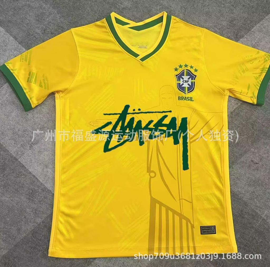Retro Jersey Brazil Argentina Germany England Portugal Spain Signature Short Sleeved Football