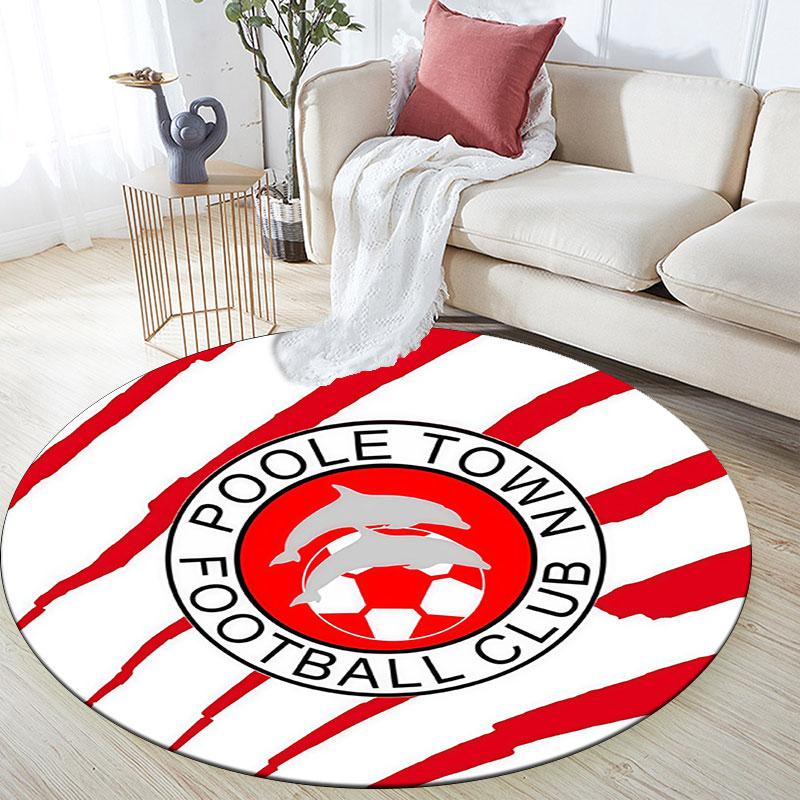 Poole Town Football Club,Round Area Rug,Carpet Rug for Living Room Bedroom Sofa Playroom Decor,Non-slip Floor Mat