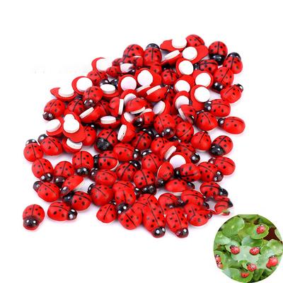 100 Adet Kendinden Yapışkanlı Düz Arkalı Mini Ahşap Uğur Böceği Süslemeleri El Sanatları Scrapbooking Kart Süslemeleri