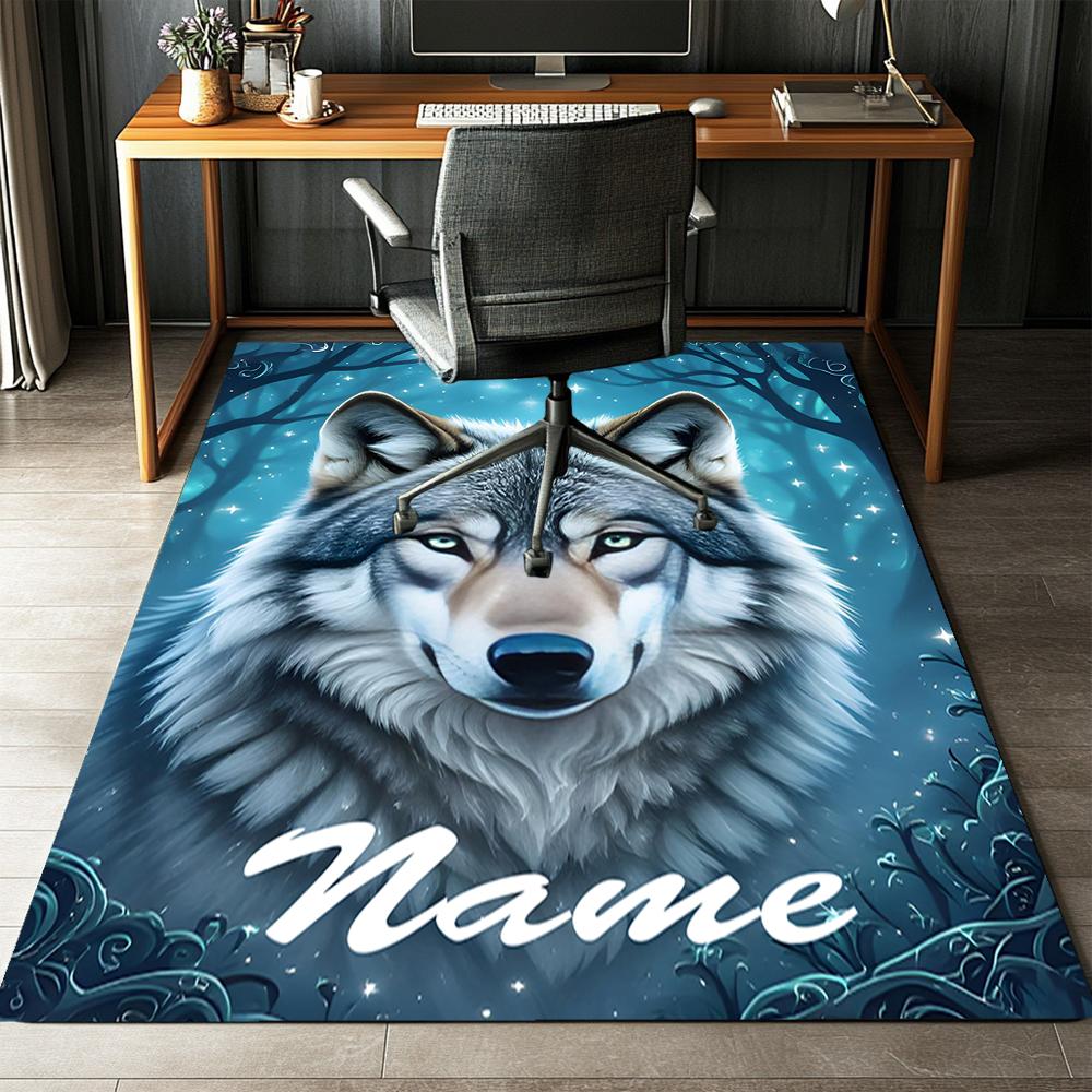 Custom Name Wolf Printed Carpet,Rug for Office Chair Living Room Bedroom Kitchen Room Decor Gifts.