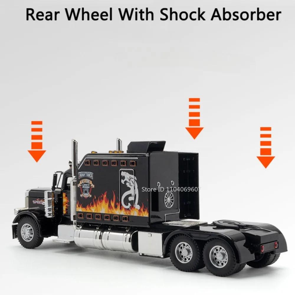 1:24 Peterbilt 389 Truck Toy Model Car Diecast Metal Doors Opened Tractors Vehicles Models Sound Light Pull Back Gifts for Child