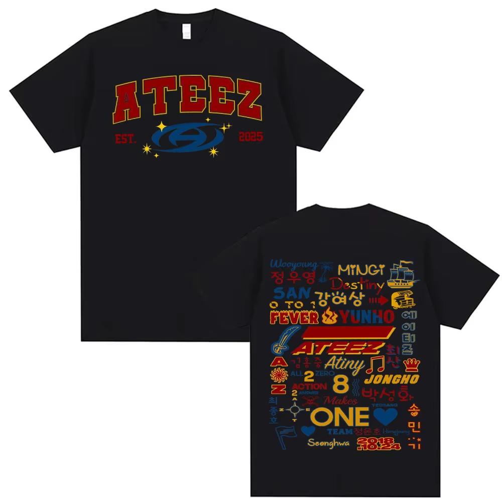 KPOP Ateez 2026 World Tour in Your Fantasy Merch Tshirt Unisexs Womens Korean Retro Street Unisex Tshirt Cotton Oversized Tshirt S