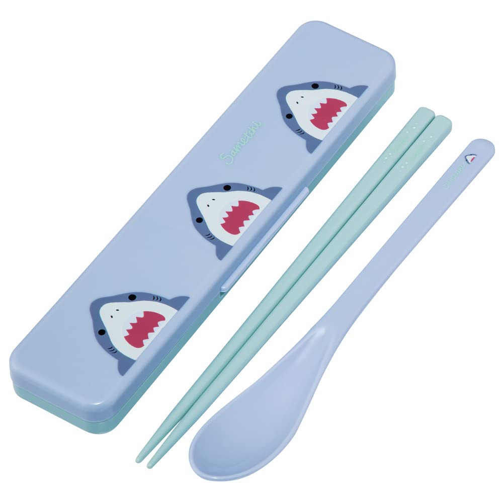 Skater Chopsticks and Spoon Combo Bento Adult Silent Silicone Made in Sametchi Set, 18cm, Antibacterial, Box, Size, Cushion, Japan, CCS3SAAG-A