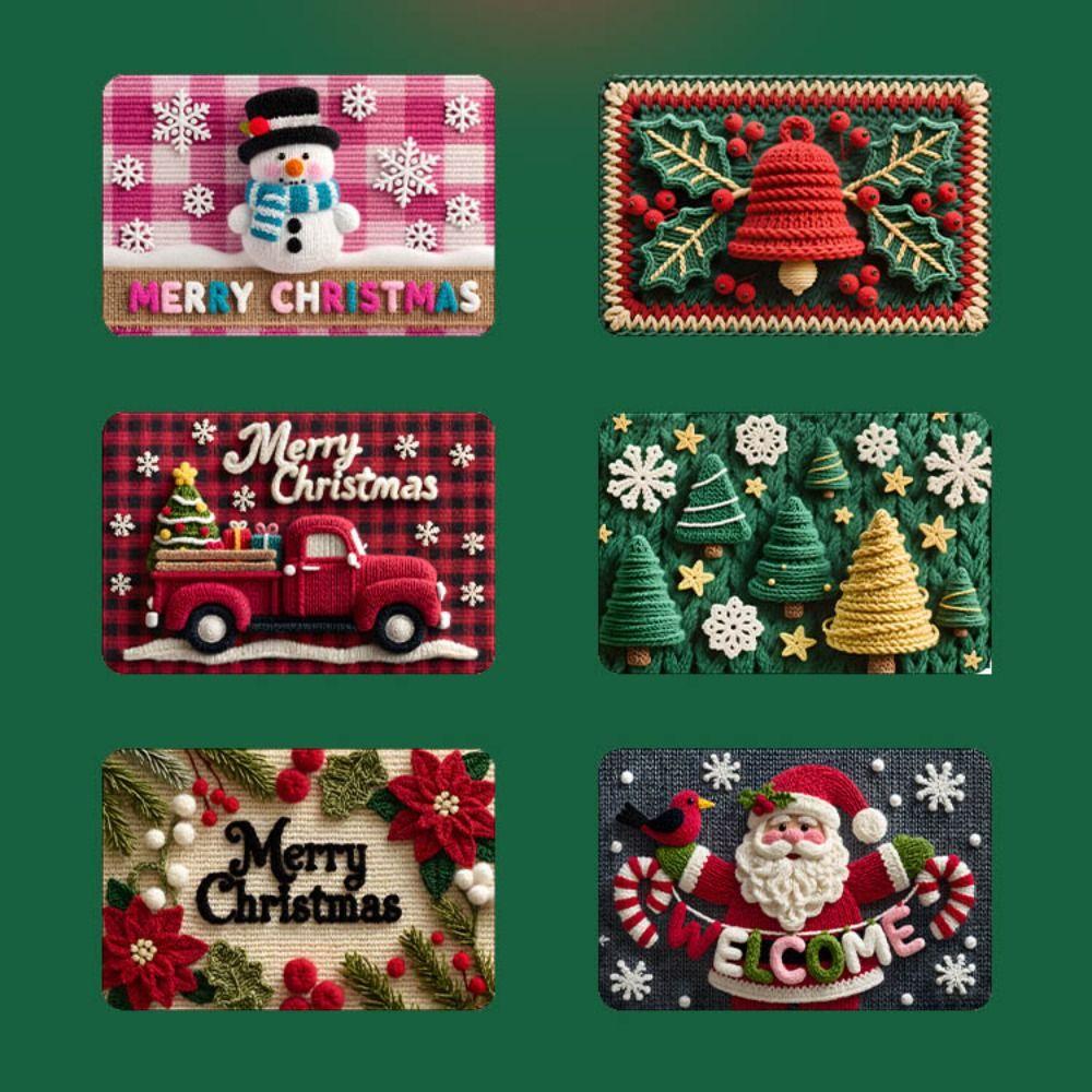 Water-absorbing Christmas Door Mat Gingerbread Man Pattern Santa Claus Design Anti-slip Pad Christmas Decor Bathroom Mat