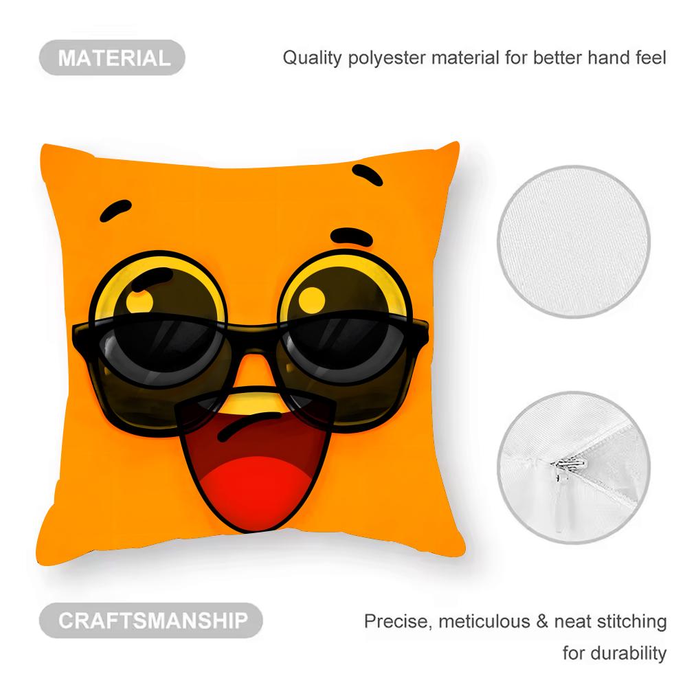 Cute Emotional Expressions Cushion Cover Anti-dustmite Pillowcase Invisible Zipper Silky Short Plush Sofa Cushion Cover