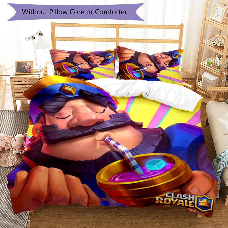 3pcs Clash Royale pattern bedding set duvet cover set includes duvet cover &pillowcases, perfect all season bedroom decoration & gift