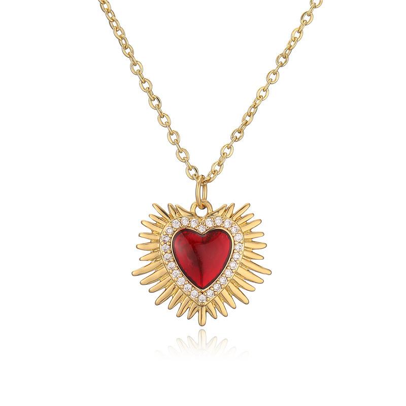 

Love Wings Pendant Necklace for Women, European and American INS Fashion Versatile, Copper Plated Real Gold Zircon Drip Oil