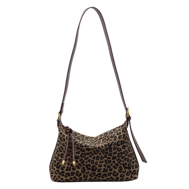 Korean-style Casual Large-capacity Cloth Bag, Fashionable Leopard Print Hand-held Tote Bag, Single-shoulder Armpit Bag
