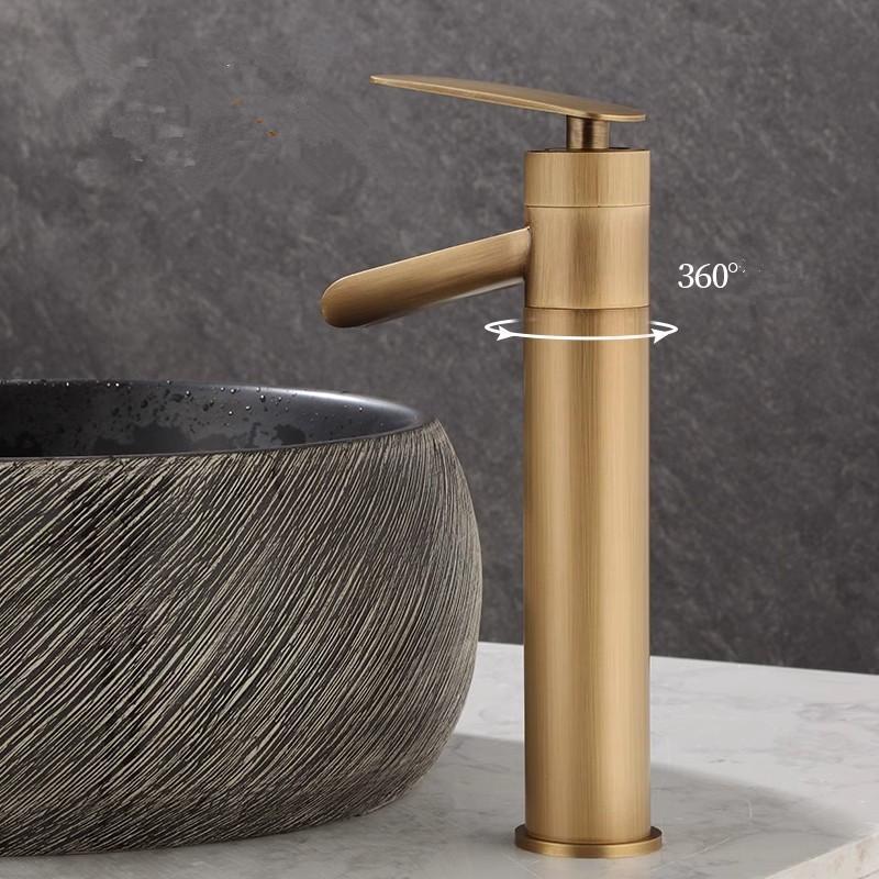 Baterie de baie din bronz antic Baterie din alamă pentru chiuvetă Baterie pentru chiuvetă pentru baie caldă și rece Baterie pentru toaletă cu cascadă Baterie robinet de apă