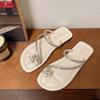 Flat Bottom Set of Toe Small Cool Slippers Women's 2025 New Summer Soft Bottom with Skirt Rhinestones Beautiful Seaside Sandals