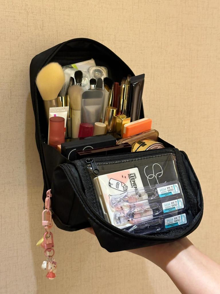 Chic Bow Makeup Bag with Compartments for Skincare & Toiletries, Large Capacity