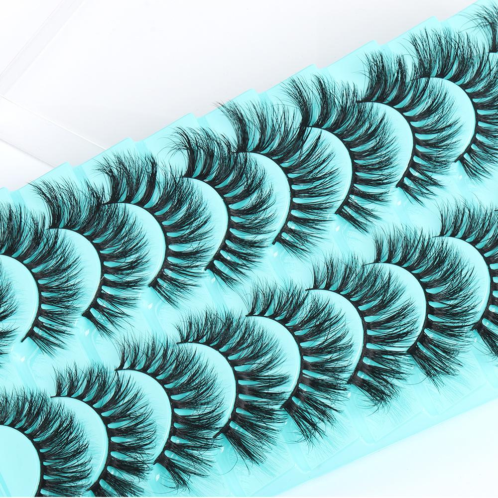 10 Pairs Of Chemical Fiber Eyelashes False Eyelashes Dense Simulation Cross Curl Short Eyelashes