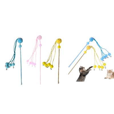 Katzen Interaktives Stockspielzeug Niedlicher Quastenstab mit kleinen Glöckchen Künstlich Bunt Katzen Spielzeug zum Spielen Reizspielzeug Jagdspielzeug