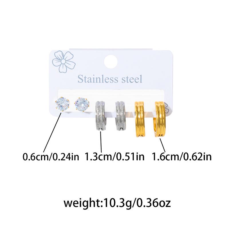 European Titanium Steel Ear Buckles: Women's Six-Piece Earring Set with Simple, Elegant Design