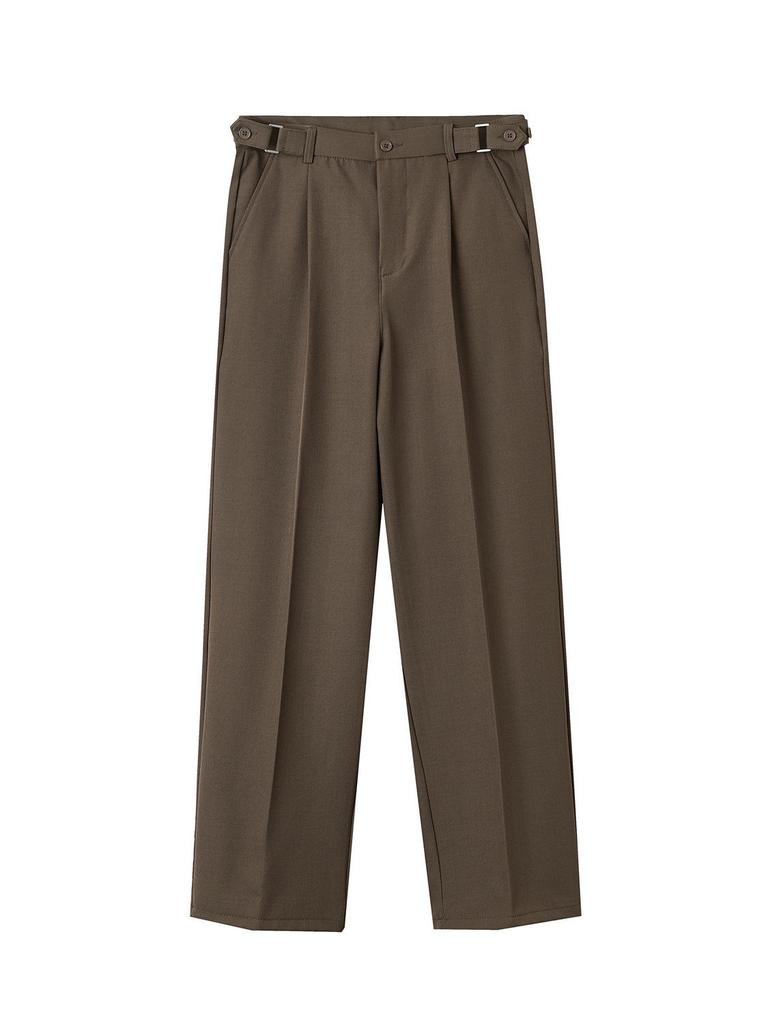 Men's Spring/Summer Casual Versatile Loose-Fit Straight-Leg Trousers with Half Elastic Waist