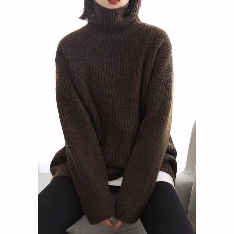 2024 Women's High Neck Pure Wool Loose Sweater, Hip-Covering Style