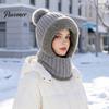 Passamontagna Invernale per Uomo e Donna, Passamontagna Antivento, Cappello Maschera da Sci a Maglia, Cappello a Maglia Foderato in Pile con Scaldacollo Scalda Teste, Pompon, Accogliente Freddo