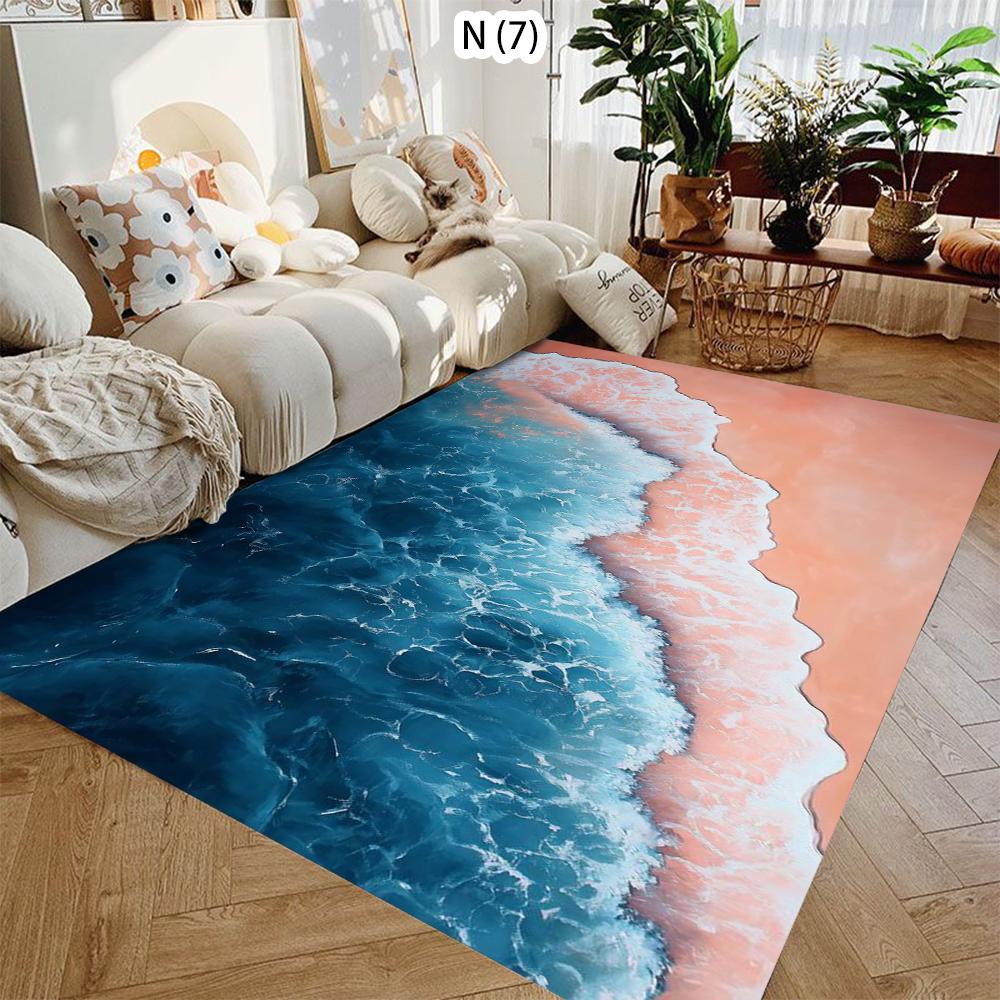 Fun HD Summer Coastline Beach Carpet for Living Room Sofa Soft Decor Rugs Bedroom Rug Kitchen Coffee Table Mat Hallway Rug