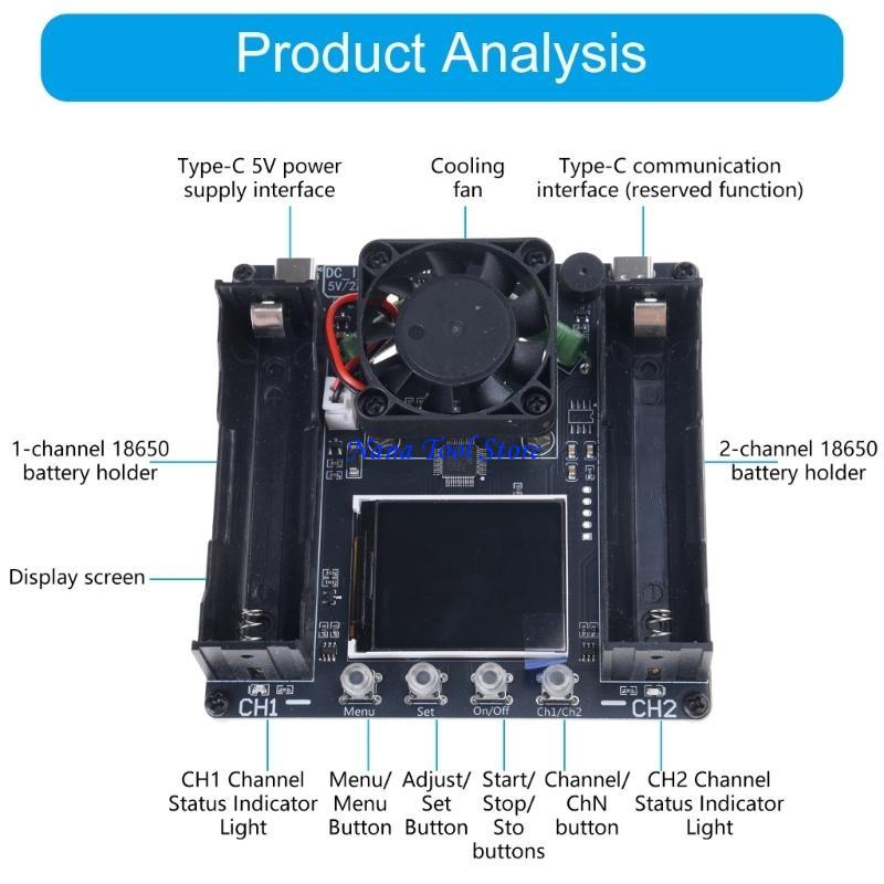 31GJ 2 Channel 18650 Battery Capacity Analyzers With Internal Resistance Measurement Discharge Function History Record