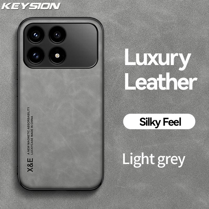 KEYSION Luxury Retro PU Leather Phone Case for Xiaomi POCO F8 Pro Soft Silicone+PC Shockproof Phone Back Cover for POCO F8 Ultra