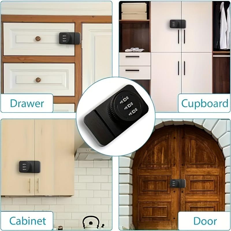 Lacăt cu combinație fără cheie cu 3 cifre din aliaj de zinc - Zăvor cu buton rotativ și cod de parolă pentru dulapuri de bucătărie, sertare și dulapuri