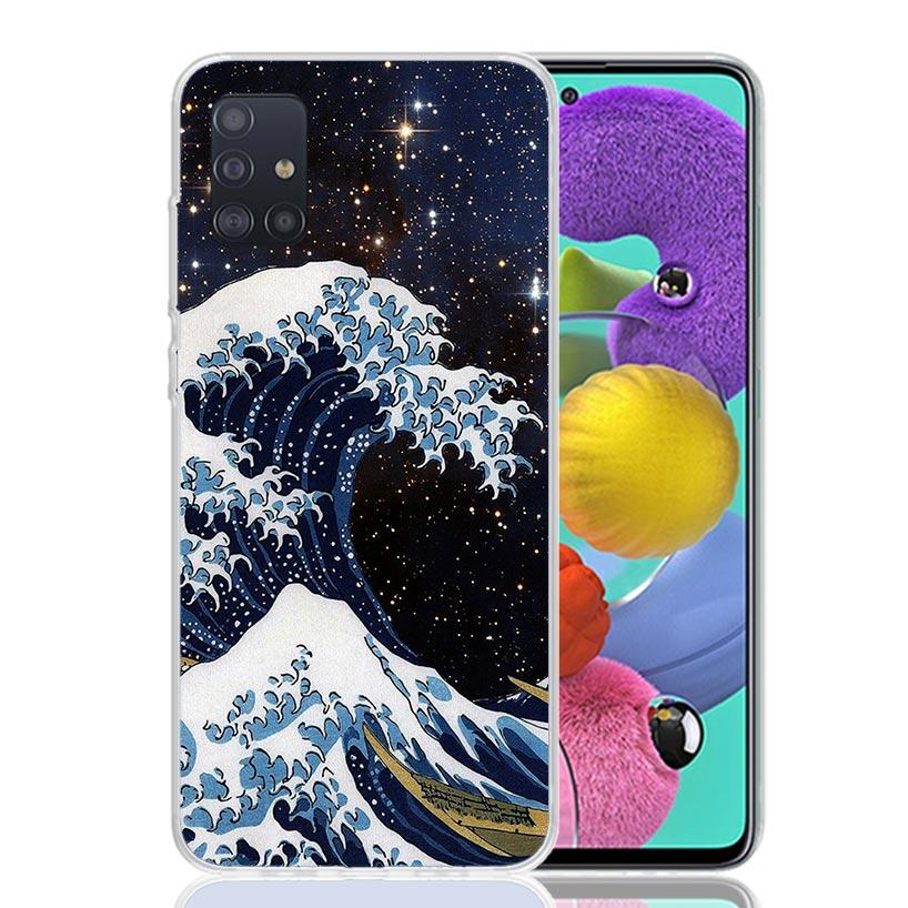 Japanese Style Wave Art Phone Case For Samsung Galaxy A52 A32 A22 A12 A02S A50S A30S A51 A31 AA71 Note 20 Ultra 10 S10 Plus Gala