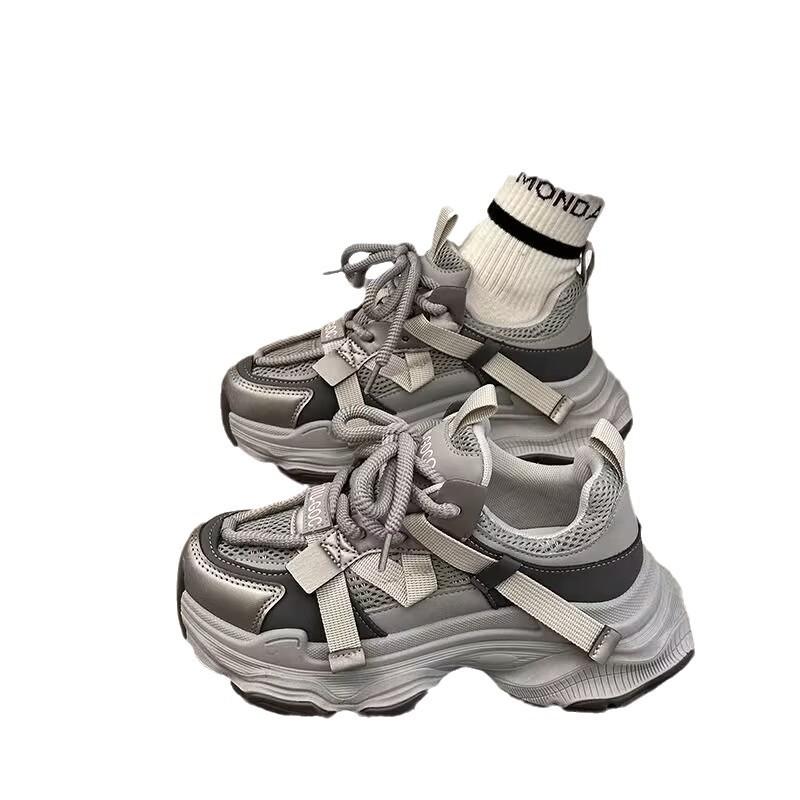 Mesh women's shoes platform muffin spring versatile small height increase casual women's shoes