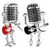Steampunk Vintage Microphone Robot Nightstand Desk Lamp with Guitar Angle Adjustable Gifts for Music Art Lovers for Art Decor
