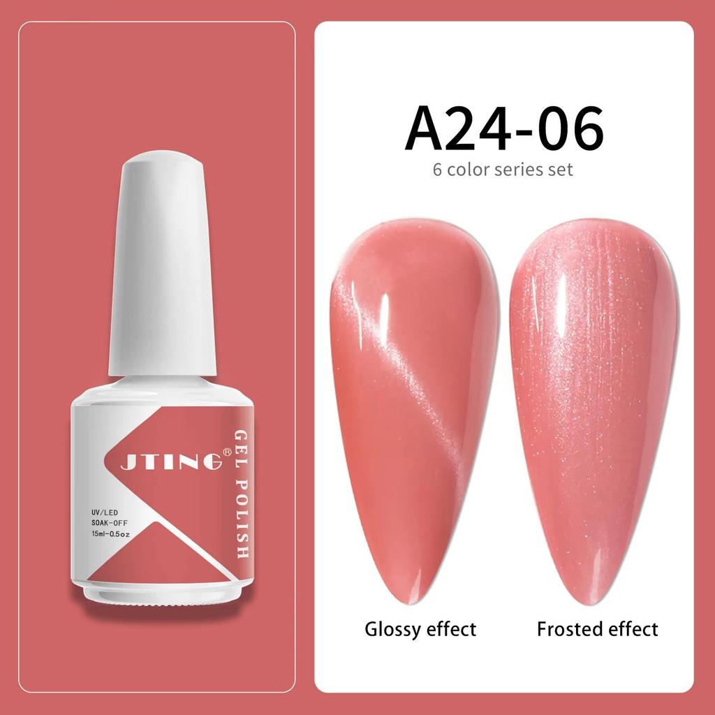 JTING Super Popular pink and Nude 6colour Nail Gel Polish Collection Oem Customize Nail Set Box Uv Gel Polish 15ml Bottles